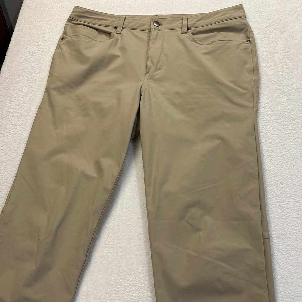 Lululemon ABC Pant Slim Fit Mens 35 Khaki Tan Warpstreme Performance Trousers